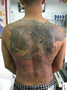 Huge dragon back tattoo