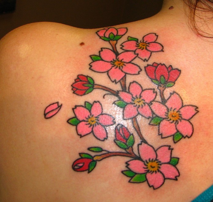 shoulder flower tattoo