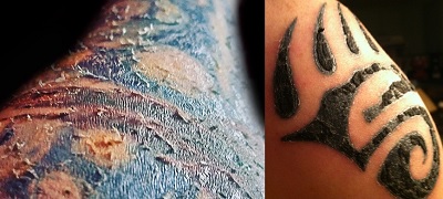 Полностью татуированный самец залил спермой жену после ебли с ней