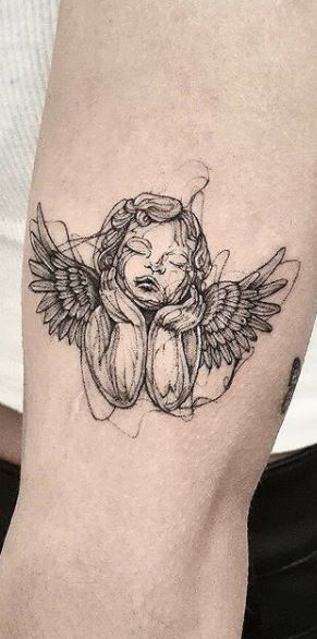 simple angel tattoos for women