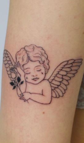 baby angel tattoo sketch