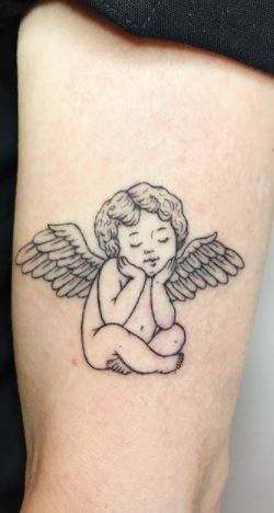 baby angel tattoo sketch