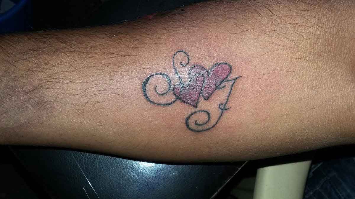 letter j with heart tattoo