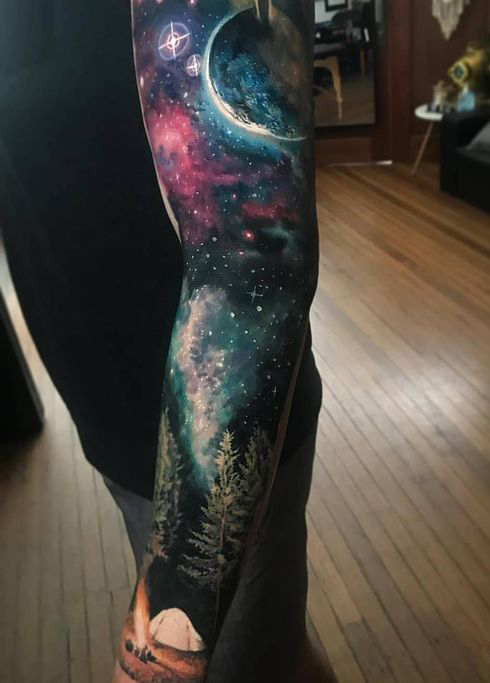 milky way galaxy tattoo sleeve