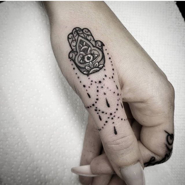 Hand of Fatima Hamsa Geometric Temporary Tattoo  Tattoo Icon  TattooIcon