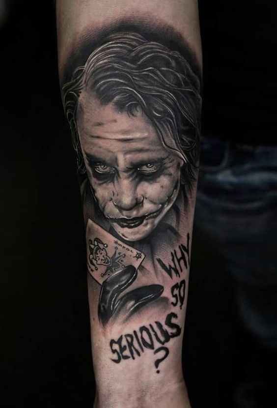 Tattoo uploaded by Saskia  Batman Joker Heath Ledger why so serious  HAHAHAHAHAHAAAA  Tattoodo