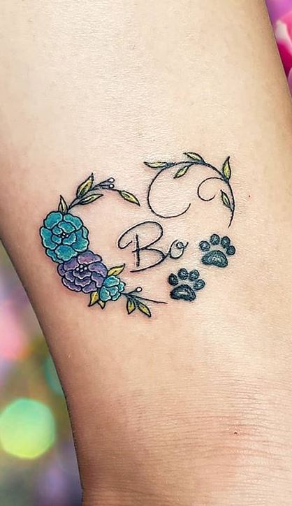 Floral paw print tattoo        Honey Trap Tattoo  Facebook