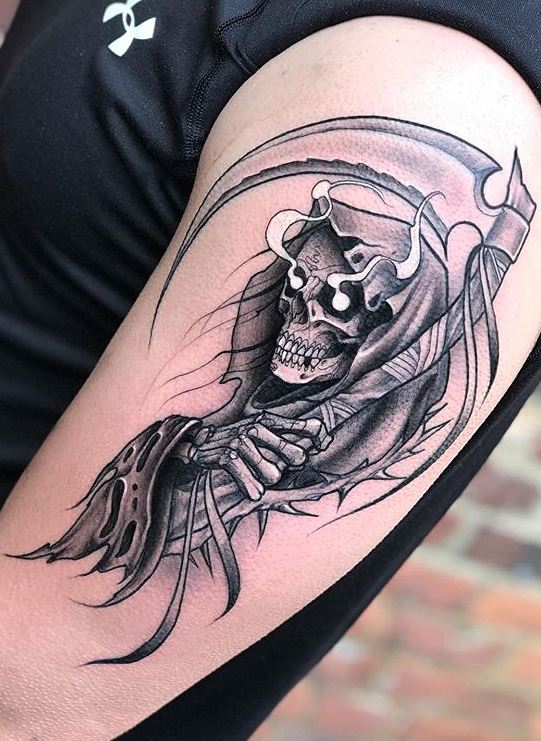 grim reaper tattoo on anchor