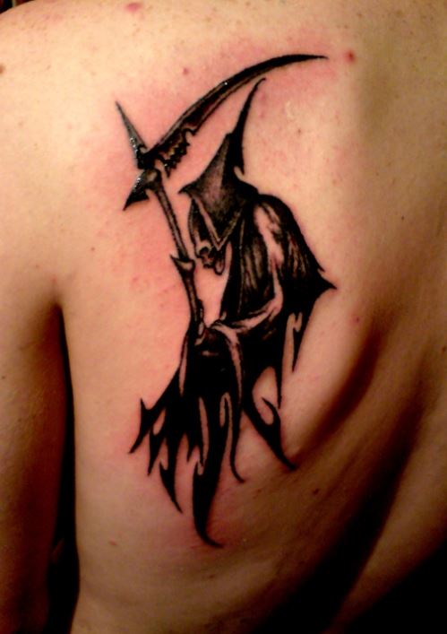 Grim Reaper Tattoo On Man Chest