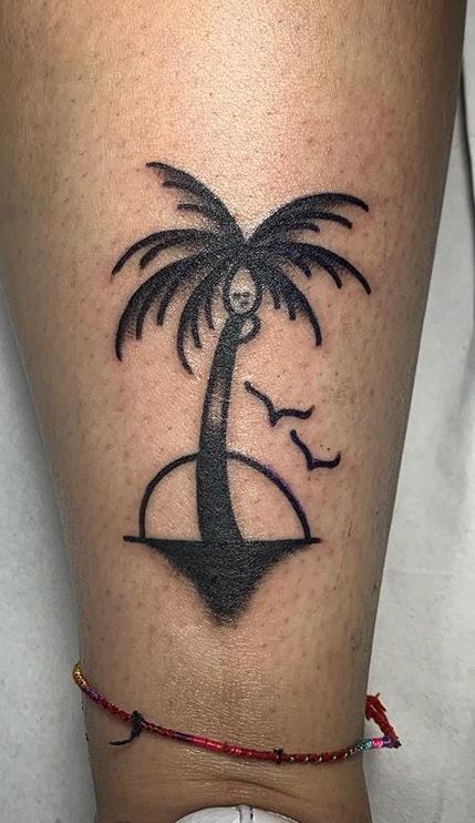 Tiny Palm Tree Tattoo by Petit Potam