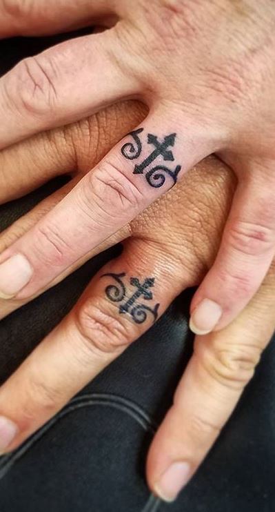 Wedding Ring Tattoo Cross 01 