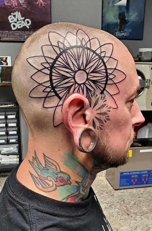 Dotwork Mandala Face Tattoo Idea