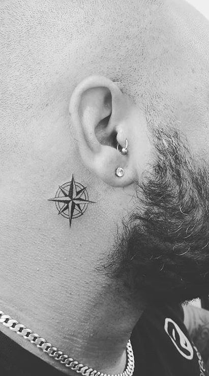 Anchor Behind Ear Tattoo
