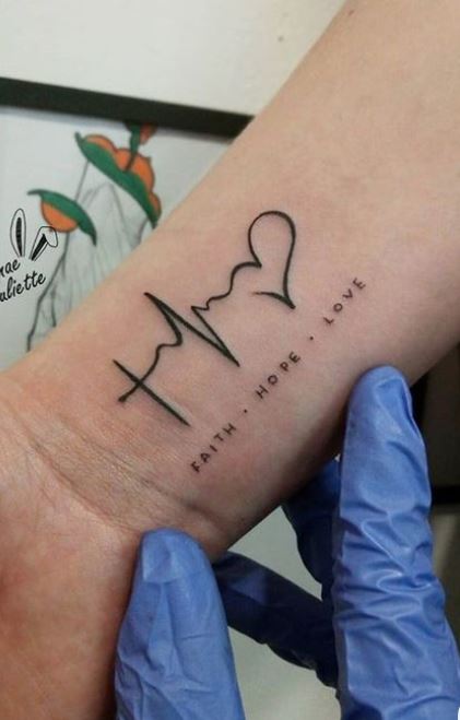 Faith Hope Love Temporary Tattoo  cross tattoo  heart beat tattoo  heart  tattoo