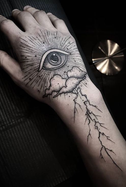 Blackwork lion king hand tattoo by krystalkev