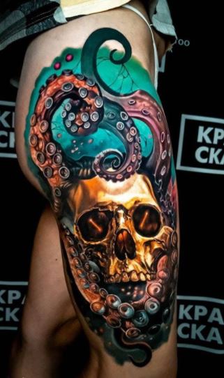 Realistic color bull skull tattoo on forearm by Sorin Gabor  Tattoos