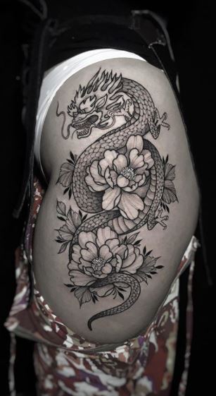 Red ink Dragon tattoo thigh tattoo ThighTattoo RedDragon RedTatto   TikTok