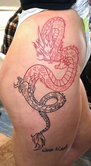dragon red tattoo on legTikTok Search