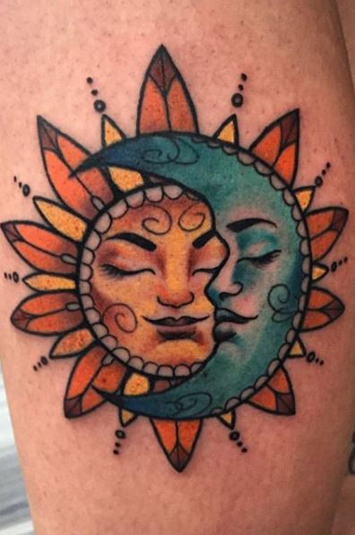 Half moon half sun tattoo