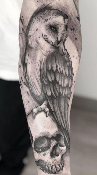 Owl w Sugar Skull Body by Cody Hennings TattooNOW