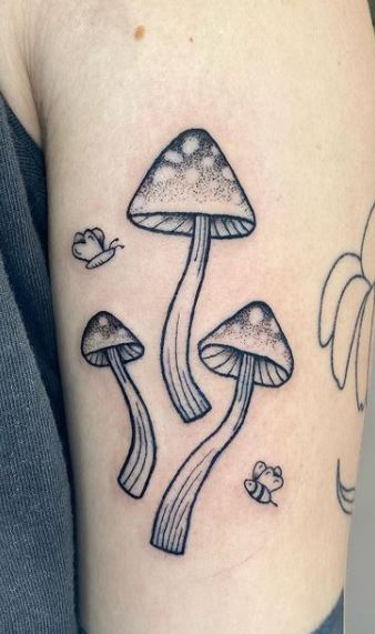 mushroom stick and poke first tattoo done by my friend   rsticknpokes
