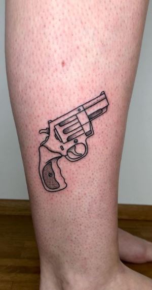 Tiny Gun Tattoo by @brennen_semple - Tattoogrid.net