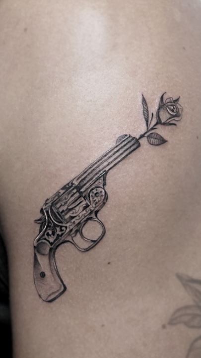 gun pistol bullets ornate detailed tattoo design element vector  illustration Stock Vector Image  Art  Alamy