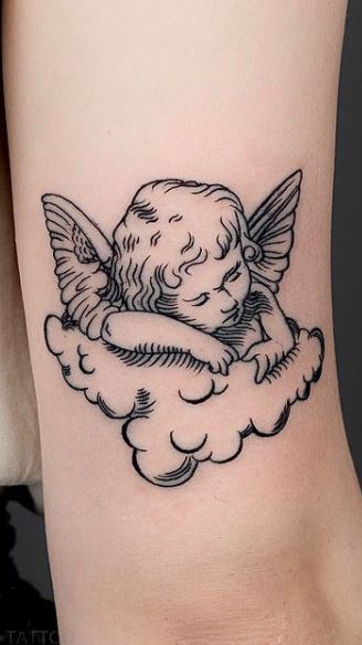 angel tattoos with clouds