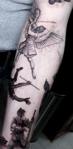 The Fallen Angel (Lucifer) . . . @nick.tatt #tattoo#tattoos#tattooideas#tattootehran#tattooart#smalltattoo#hyperrealism#hyperrealismtat...  | Instagram