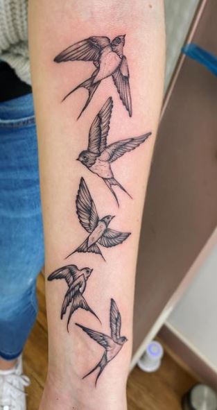 Small Flying Birds Temporary Tattoo  Set of 3  Little Tattoos