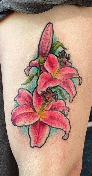 Sunflower and Stargazer Lily by Anali De Laney TattooNOW