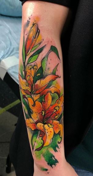 Lily flowers on forearm – SO tattoo blog