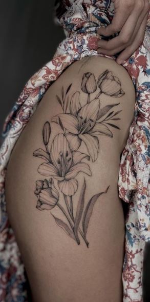 Blue Lilies Girls Hip Tattoo  Best Tattoo Ideas For Men  Women