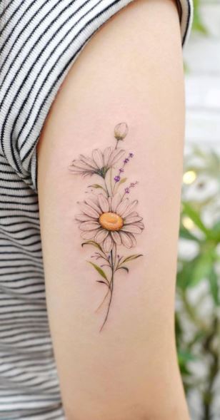 dainty lavender and chamomile tattoo  Small tattoos Tattoos Dainty flower  tattoos