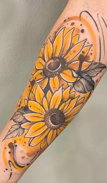 Matching Sunflower tattoos by Mike flowertattoossunflowertattoossun   TikTok