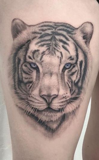 white tiger face tattoo