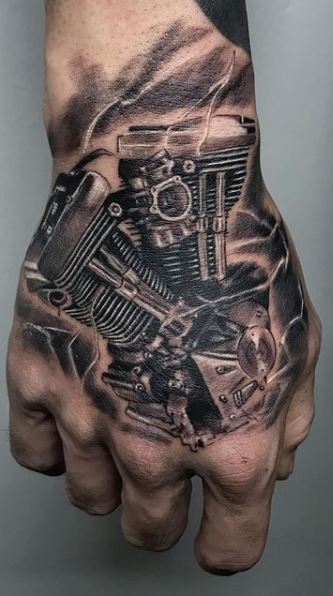 Tattooed Hand Male Mechanic Next Bike Stock Photo 1414114181  Shutterstock
