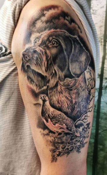 Dog and Goose tattoo  Hunting tattoos Dog tattoos Picture tattoos