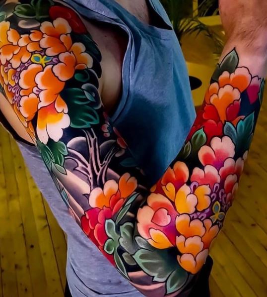 Japanese flower  Visions Tattoo and Piercing