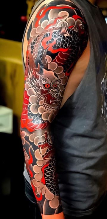 dragon sleeve tattoo 23012020 034 dragon tattoo tattoovaluenet   tattoovaluenet