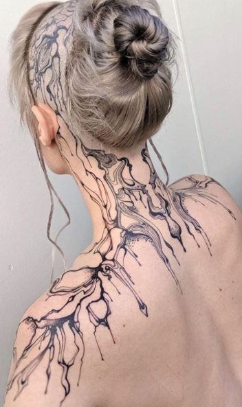 girl back shoulder tattoos