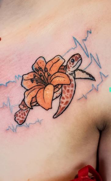 Blue HorseShoe Tattoo and Piercing Portsmouth VA  Beautiful sea turtle  and flower piece by chessamarie  Follow her on Instagram for more of  her work and remember were open 10 am 