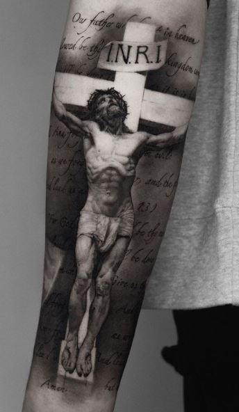 jesus on cross tattoo design