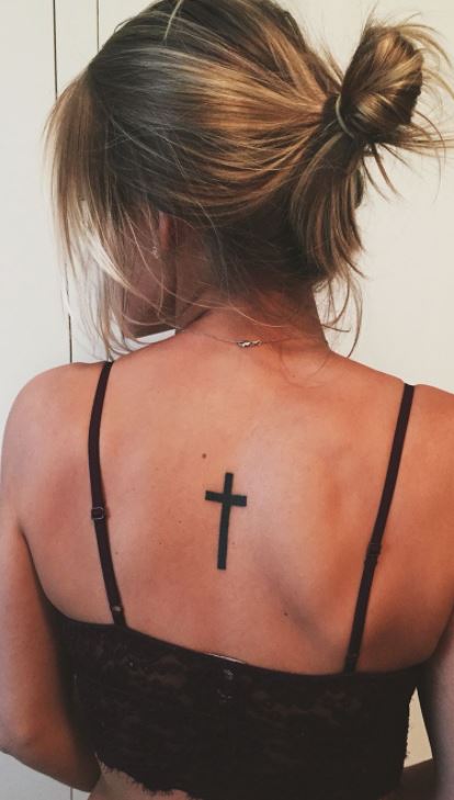 cross tattoos on shoulder blade