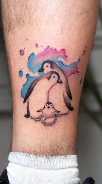 couples penguin tattoo