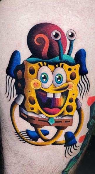 55 SpongeBob Tattoos For SpongeBob SquarePants Fans  Tattoo Me Now  Spongebob  tattoo Cartoon tattoos Fan tattoo