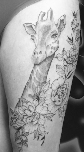 Black and Gray Giraffe Tattoo by Victor Modafferi TattooNOW