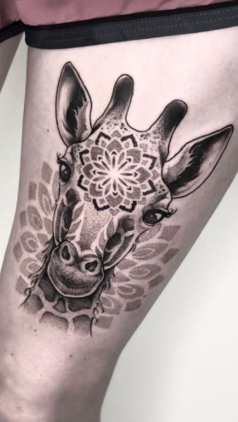 Giraffe Head Mandala Tattoo Design