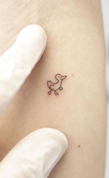 Small Outline Duck Tattoos On Heel
