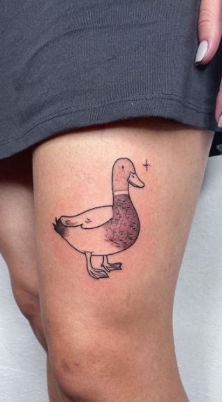 Duck tattoo I made today at Tooth and Talon Tattoo in Ancoats Manchester  UK  tattoosbysjyoung  rtraditionaltattoos